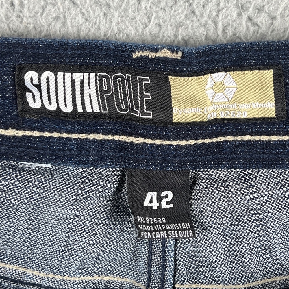 NWT Southpole Mens Denim Shorts Sz 42 Dark Wash Baggy Y2K Streetwear Raw Indigo - Picture 9 of 15